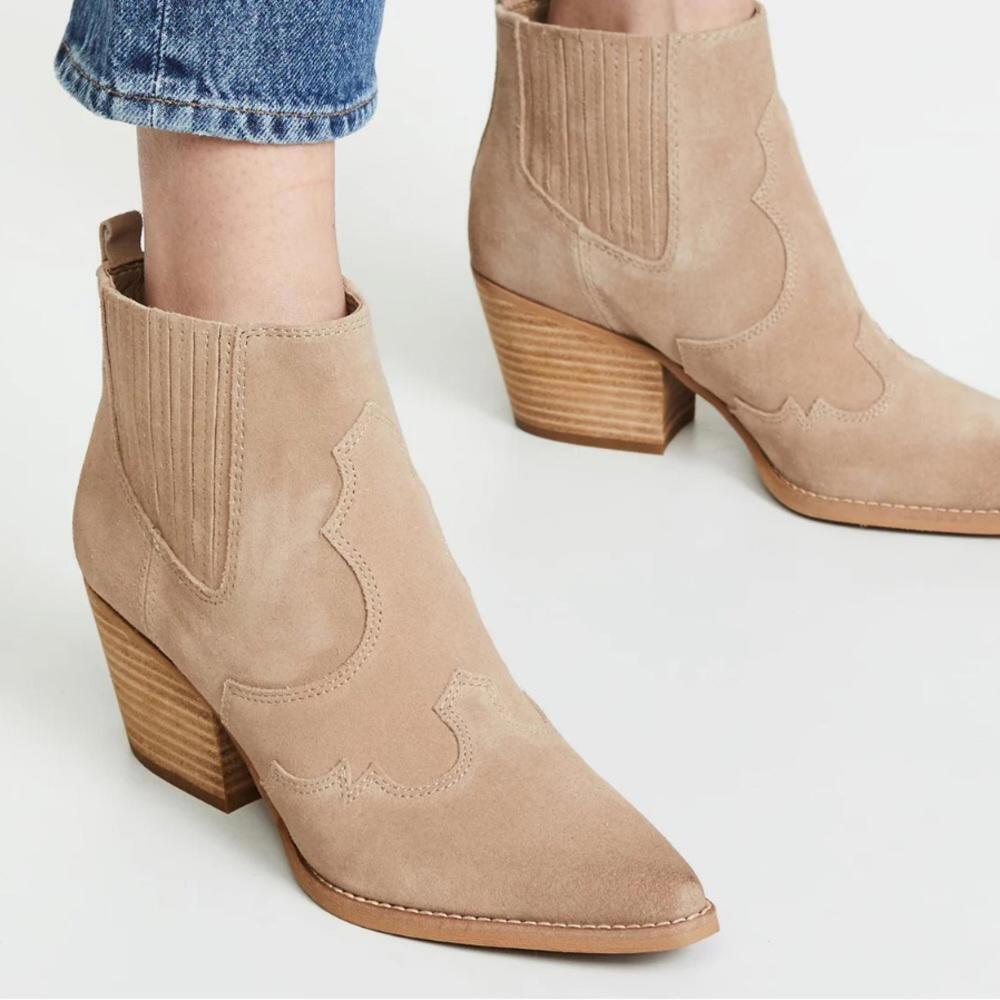 Sam Edelman l Winona Light Taupe Suede Leather Booties Size 9.5